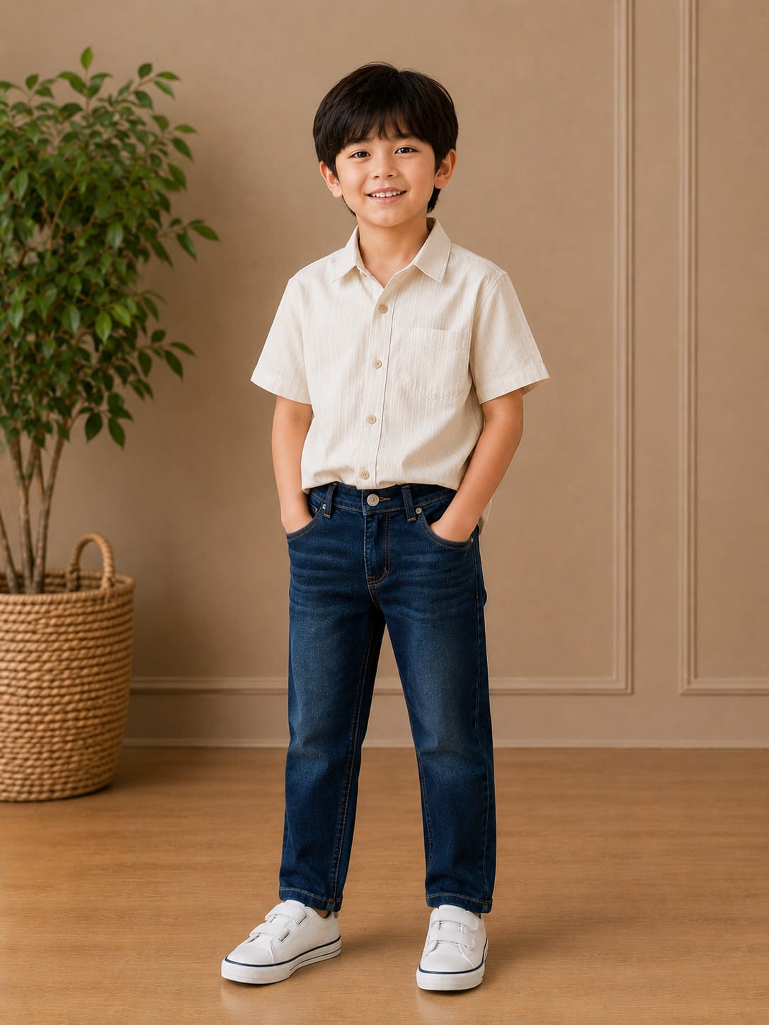 Kids' Relaxed Fit Indigo Dark-Wash Jeans