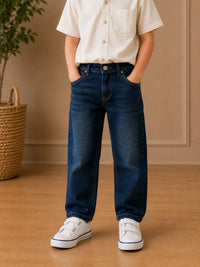 Kids' Relaxed Fit Indigo Dark-Wash Jeans