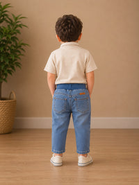 Kids' Comfort-Fit Mid-Wash Jeans with Elasticated Waistband