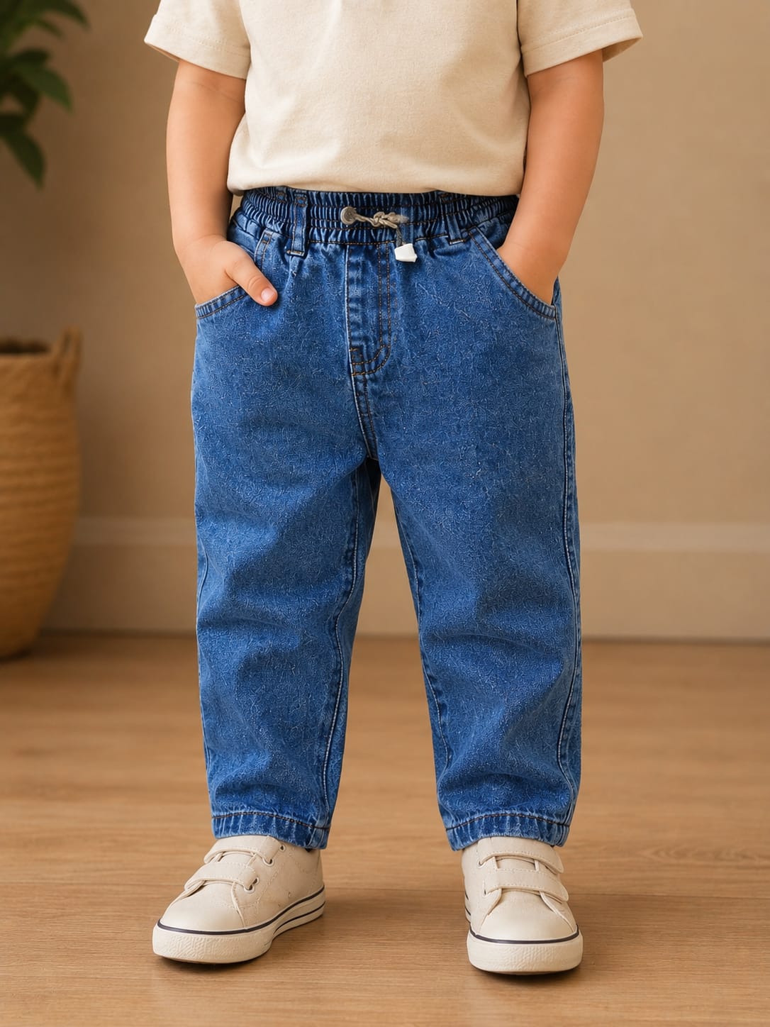 Kids' Easy-On Elasticated Mid-Wash Jogger Jeans
