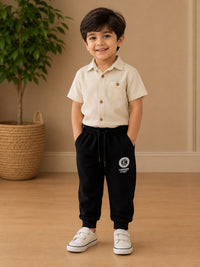 Boys Premium Black Graphic Print Joggers / Track Pants