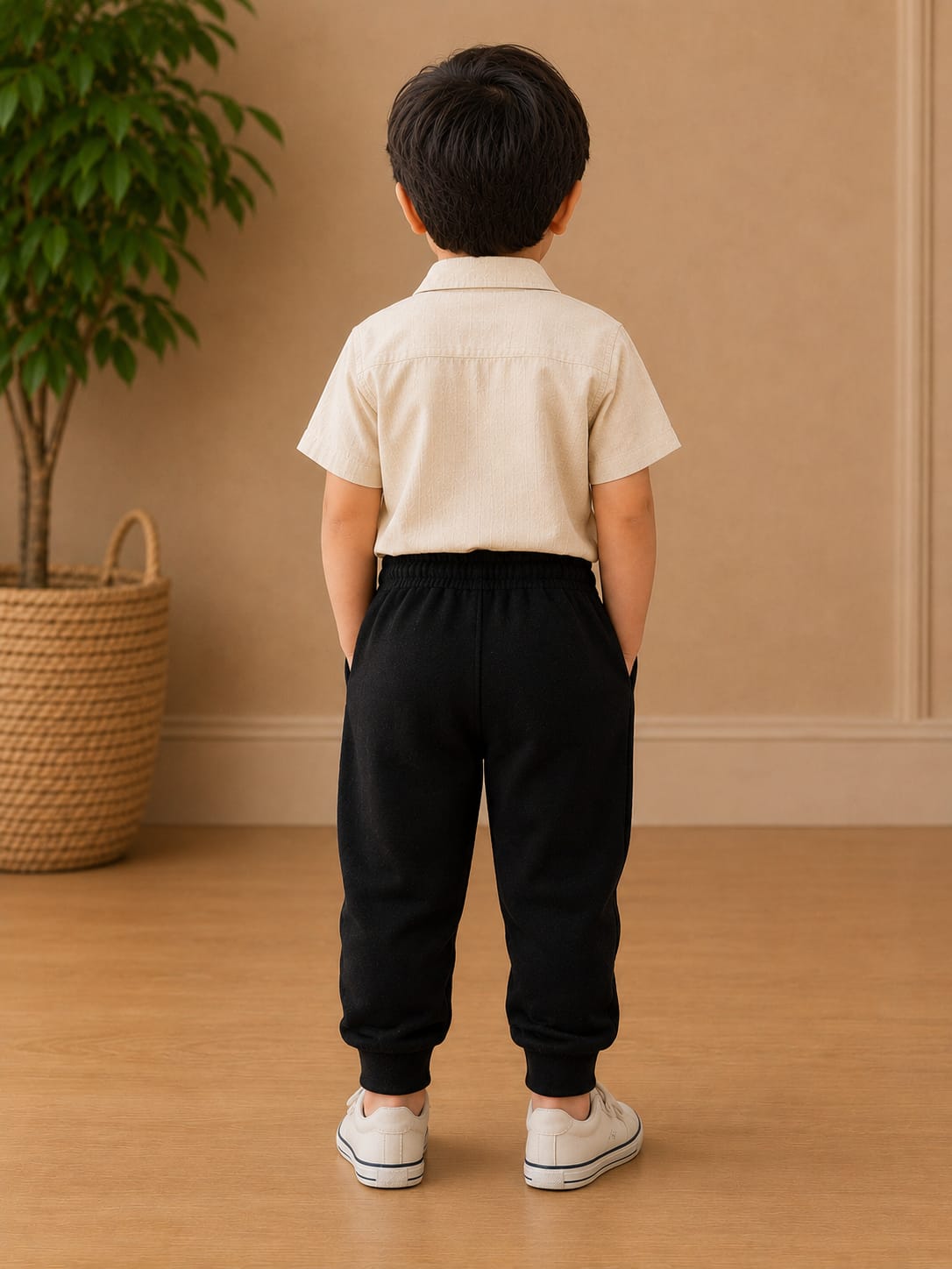 Boys Premium Black Graphic Print Joggers / Track Pants