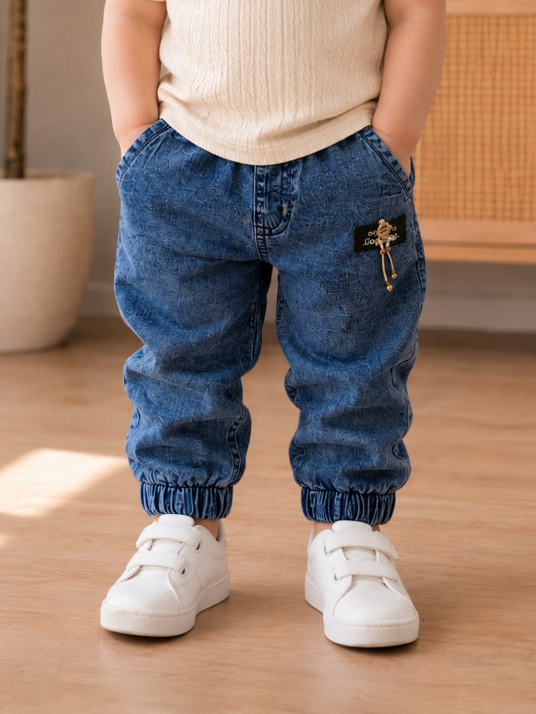 Boys Premium Mid-Wash Denim Jogger Jeans