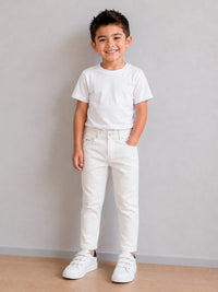 Boys Premium Off-White Slim Fit Denim Jeans