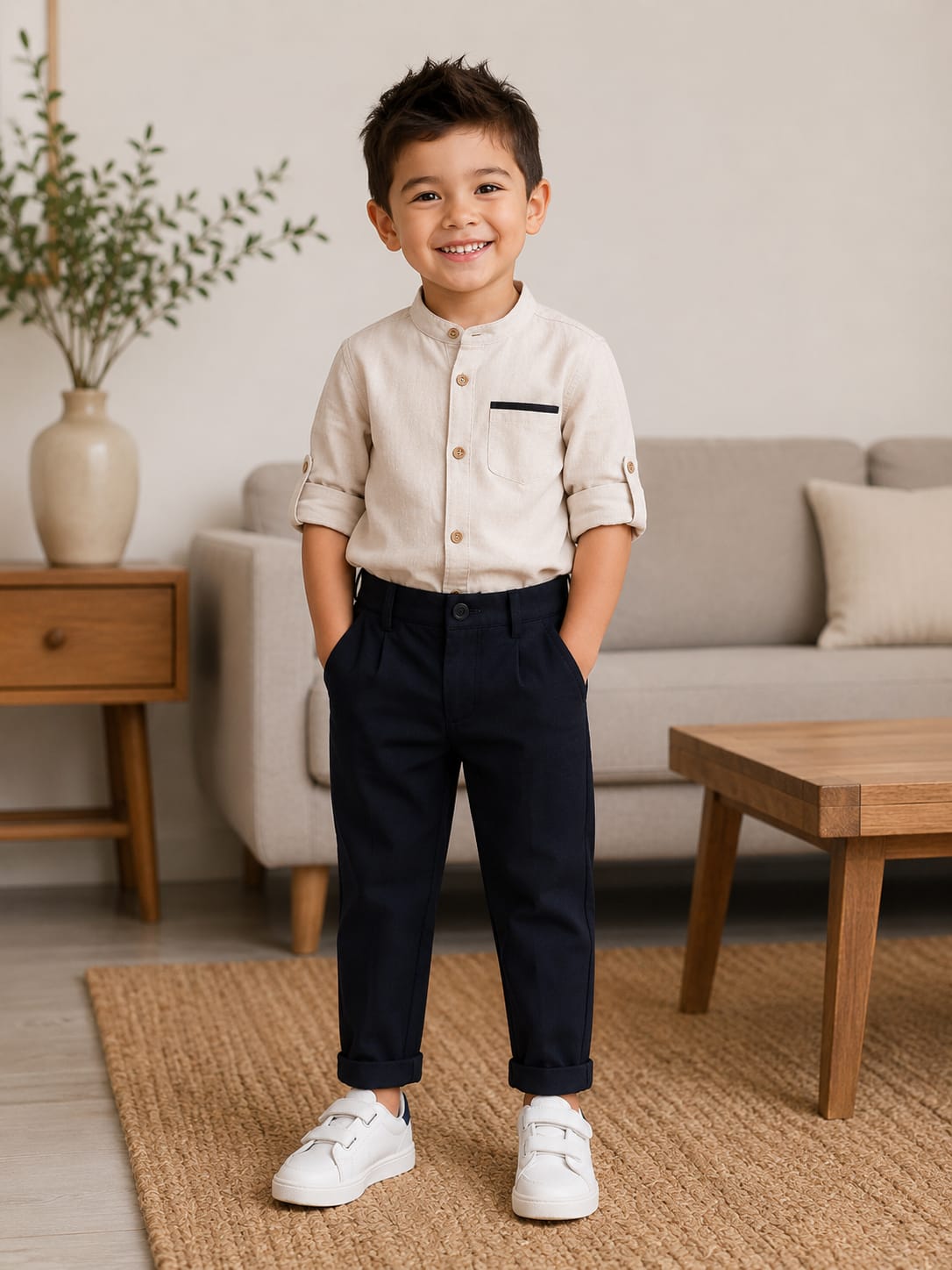 Boys Premium Navy Blue Tailored Formal Trousers