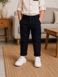 Boys Premium Navy Blue Tailored Formal Trousers