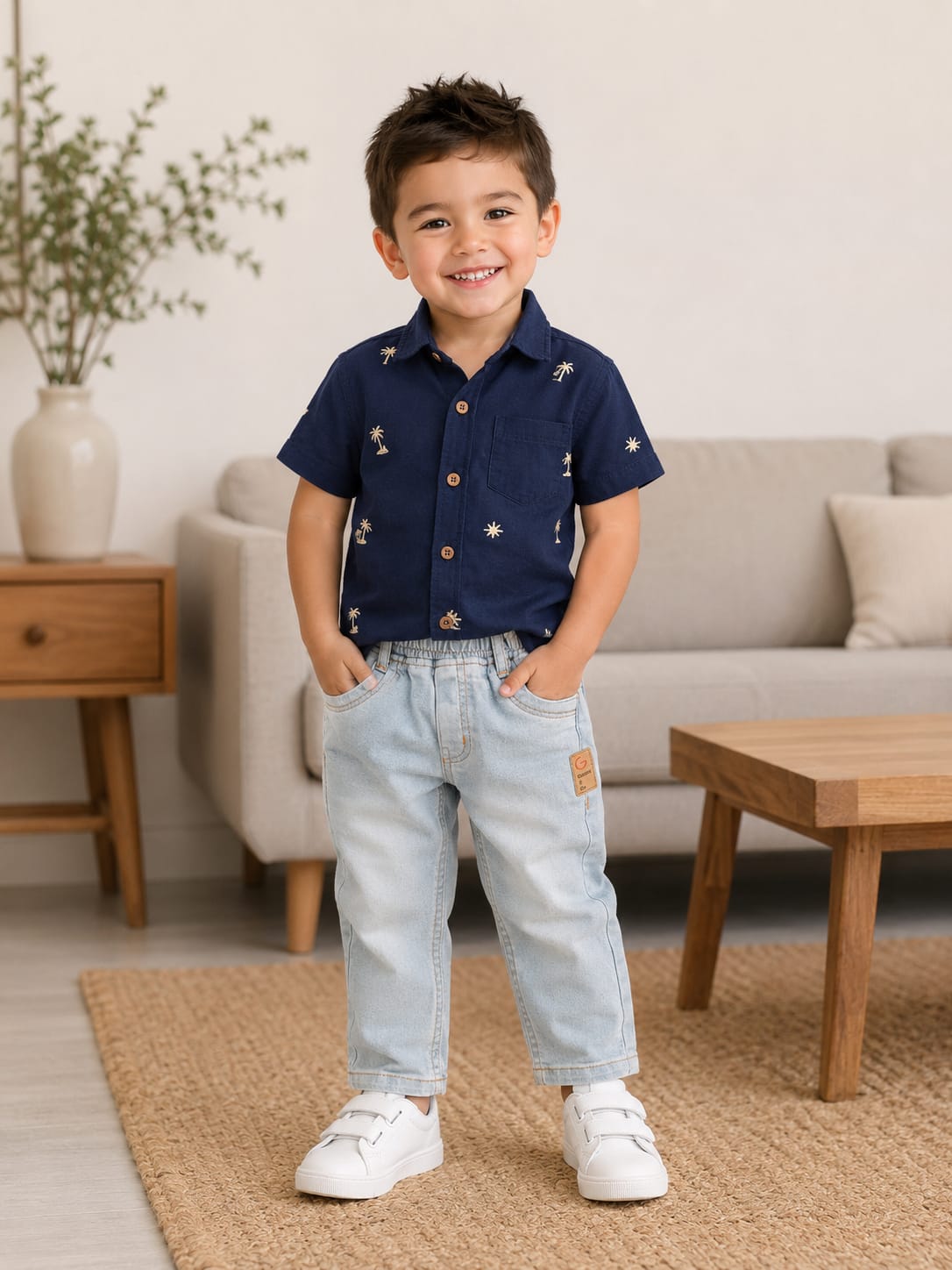 Boys Premium Light Wash Ice Blue Regular Fit Denim Jeans