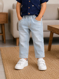Boys Premium Light Wash Ice Blue Regular Fit Denim Jeans