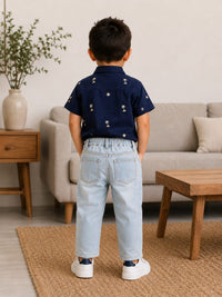 Boys Premium Light Wash Ice Blue Regular Fit Denim Jeans