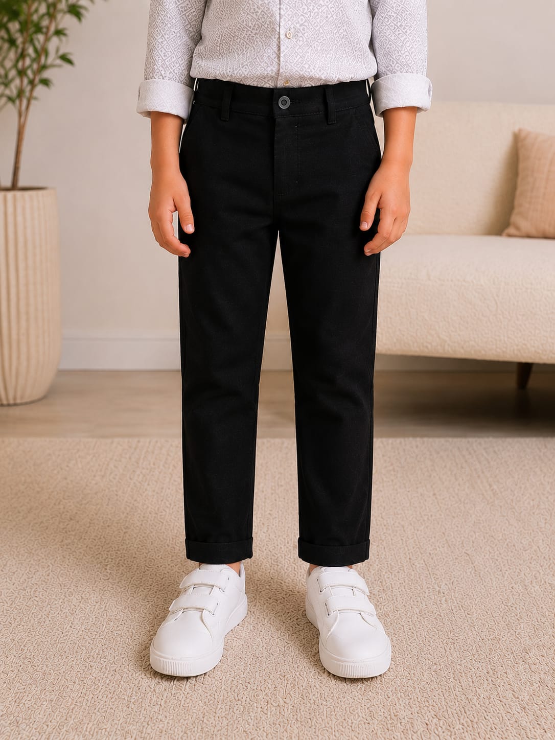 Boys Premium Black Regular Slim Fit Casual Trousers / Jeans (Copy)