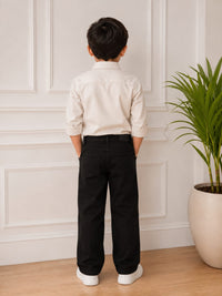 Boys Premium Jet Black Wide-Leg Relaxed Denim Jeans