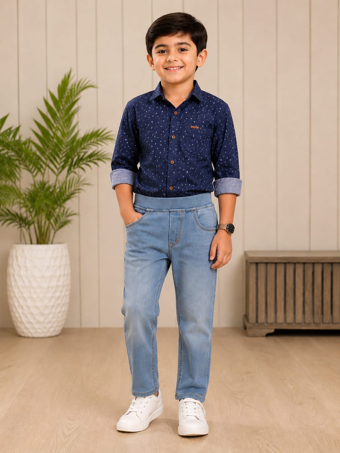 Boys Premium Light Wash Comfort-Waist Regular Fit Denim Jeans
