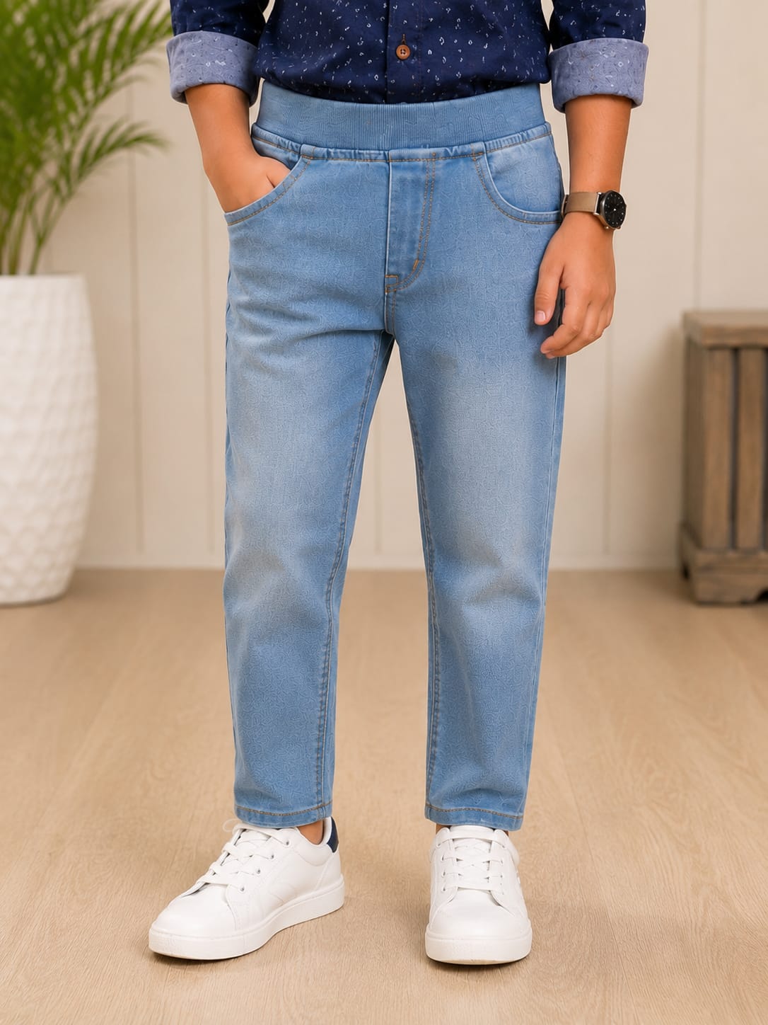 Boys Premium Light Wash Comfort-Waist Regular Fit Denim Jeans