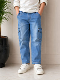 Boys' Navy Button-Down & Cargo Denim Ensemble