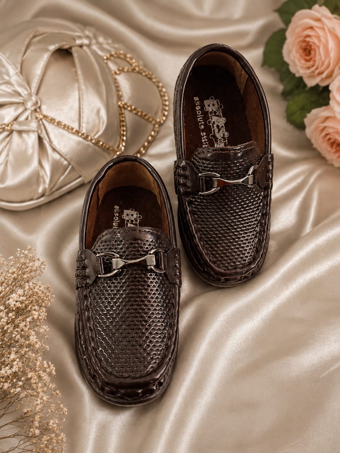 Sophisticated Kids' Textured Horsebit Loafers – Deep Espresso Brown
