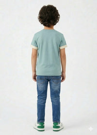 Boys' Graphic Print Mint Green Crew Neck T-Shirt