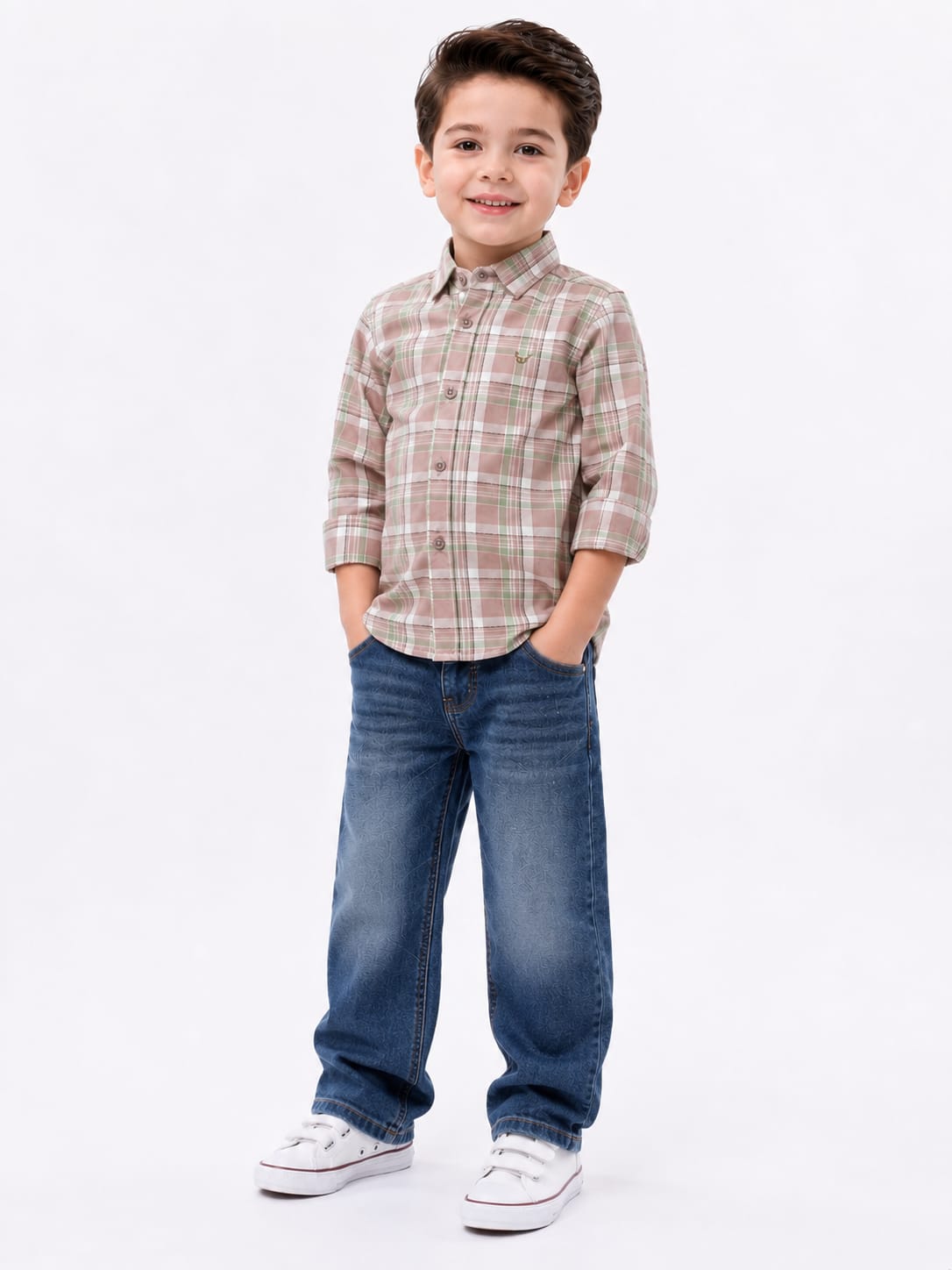 Boys' Classic Plaid Button-Down Long-Sleeve Shirt