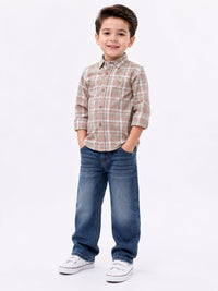 Boys' Classic Plaid Button-Down Long-Sleeve Shirt