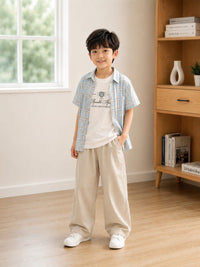 Boys' Pastel Plaid Short-Sleeve Button-Down Shirt