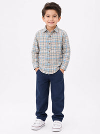 Boys Multi-Color Checked Casual Plaid Shirt