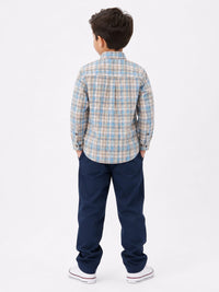 Boys Multi-Color Checked Casual Plaid Shirt