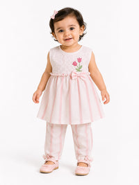 Toddler Girls' Lace Bodice & Striped Coordinated Set