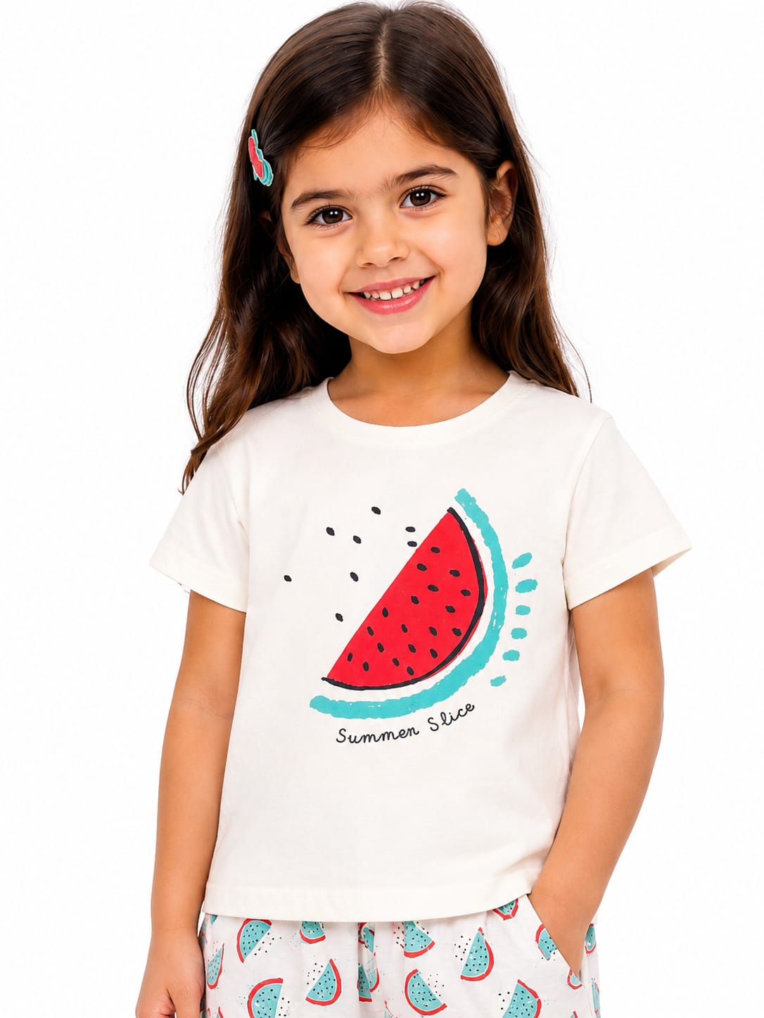 Girls' Watermelon Print Summer Co-Ord Set
