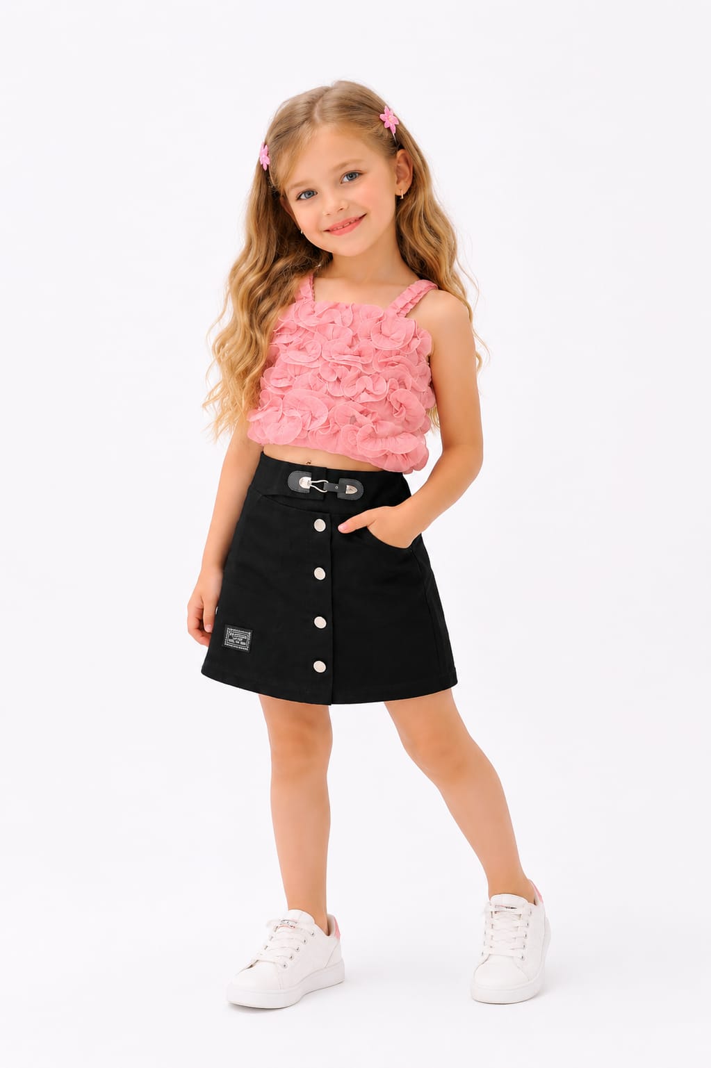 Girls Trendy Button-Front Utility Denim Skort