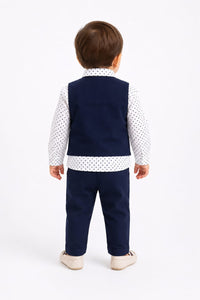Toddler Boys Polka Dot Shirt & Waistcoat 4-Piece Suit Set