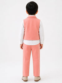 Boys Elegant Peach Waistcoat & Trousers 3-Piece Suit Set