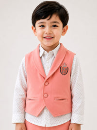 Boys Elegant Peach Waistcoat & Trousers 3-Piece Suit Set