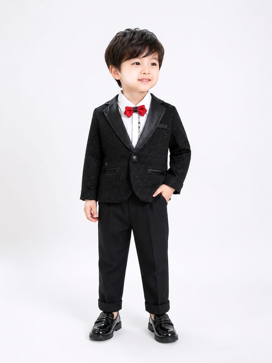 Boys Elegant Shimmer Tuxedo & Suit 4-Piece Set