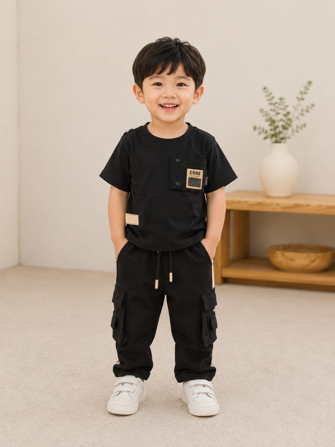 Boys Casual Cargo T-Shirt & Joggers Co-ord Set