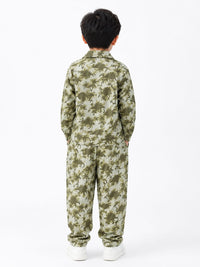 Boys' Olive Dinosaur All-Over Print Shirt and Trousers Coord Set