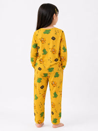 Girls' Mustard Yellow All-Over Dinosaur Print Loungewear Set