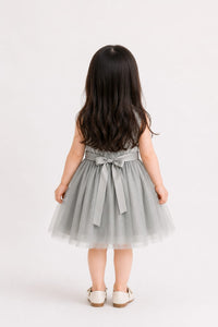 Elegant Sage Green Embroidered Tulle Frock