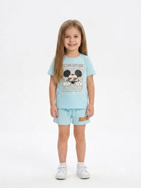 Kids' Mickey Mouse "Always On Vacay" Co-ord Set – Sky Blue