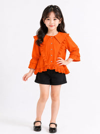 Girls' Vibrant Ruffled Button-Down Blouse