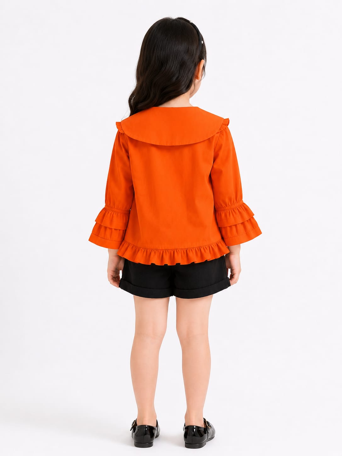 Girls' Vibrant Ruffled Button-Down Blouse