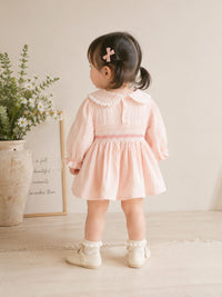 Elegant Pastel Pink Smocked Frock