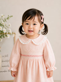 Elegant Pastel Pink Smocked Frock