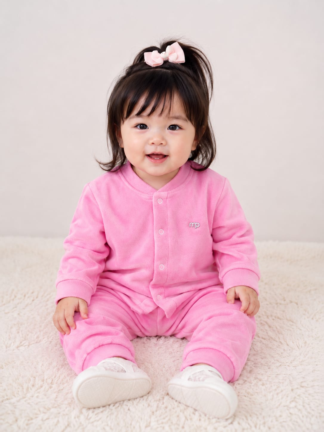 Infants Premium Plush Velvet Snap-Front Jumpsuit