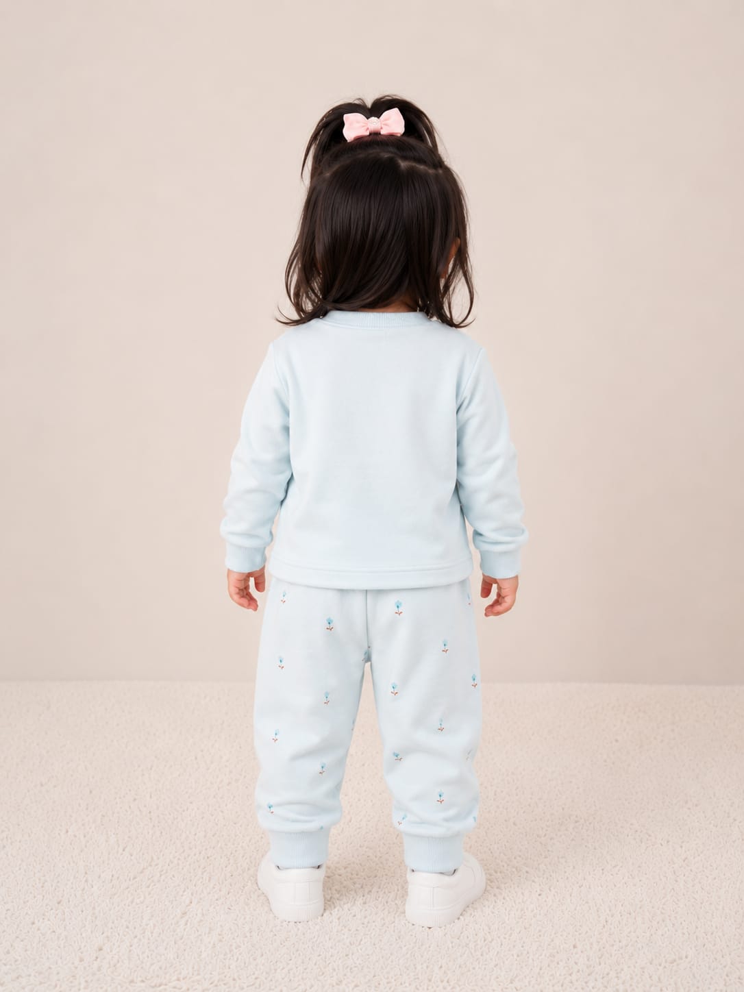 Whimsical "Sweet Dreams" Bunny Two-Piece Girls blue Fleece Set .