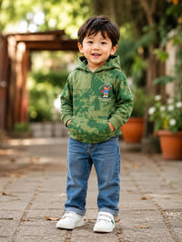 Vibrant Green Tie-Dye Printed Kids Hoodie