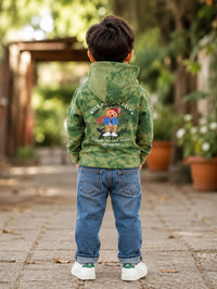 Vibrant Green Tie-Dye Printed Kids Hoodie