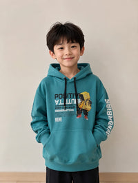 Kids' Teal Blue "Positive Attitude" Graphic Hoodie