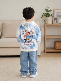 Sky Blue Cloud Tie-Dye Kids Graphic Hoodie