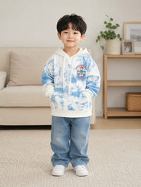 Sky Blue Cloud Tie-Dye Kids Graphic Hoodie