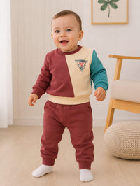 Sporty Color-Blocked Toddler Boys' Fleece Sweatshirt & Joggers Set