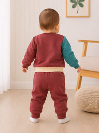Sporty Color-Blocked Toddler Boys' Fleece Sweatshirt & Joggers Set
